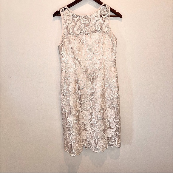 Adrianna Papell Illusion Lace Sheath Dress,size 8,Event Holiday Party Date Night - Picture 3 of 16